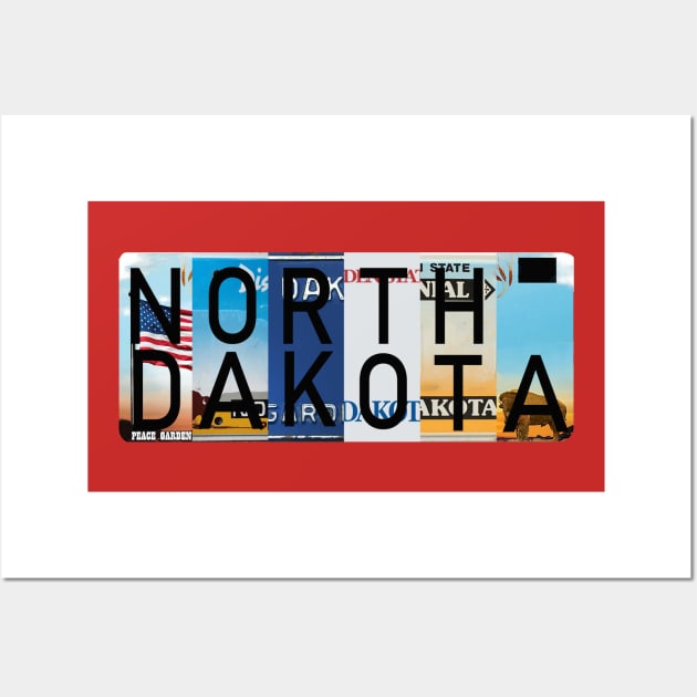 North Dakota License Plates Wall Art by stermitkermit